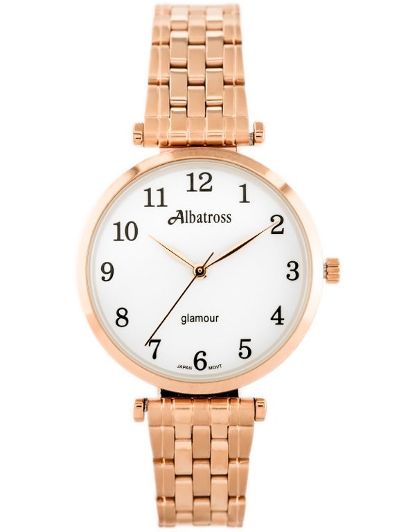 MOTERŲ LAIKRODIS ALBATROSS Glamour ABBB97 (za537c) rožinis auksas/baltas