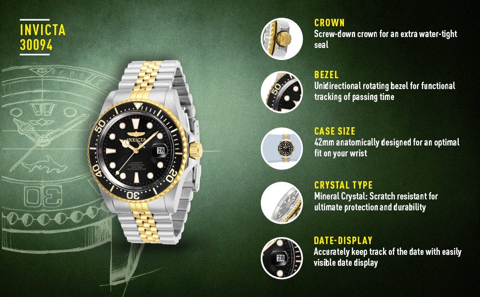 Vyriškas laikrodis INVICTA DIVER PROFESSIONAL 30094 – AUTOMAT WR200, korpusas 42 mm – 7