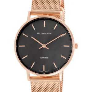 Moteriškas laikrodis RUBICON RNBD76 – juodas/rožinis auksas
