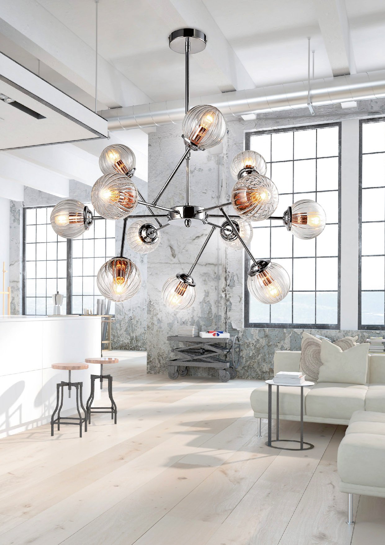 BEST Pendant 12X40W E14 Chrome Copper – papildomas vaizdas 1