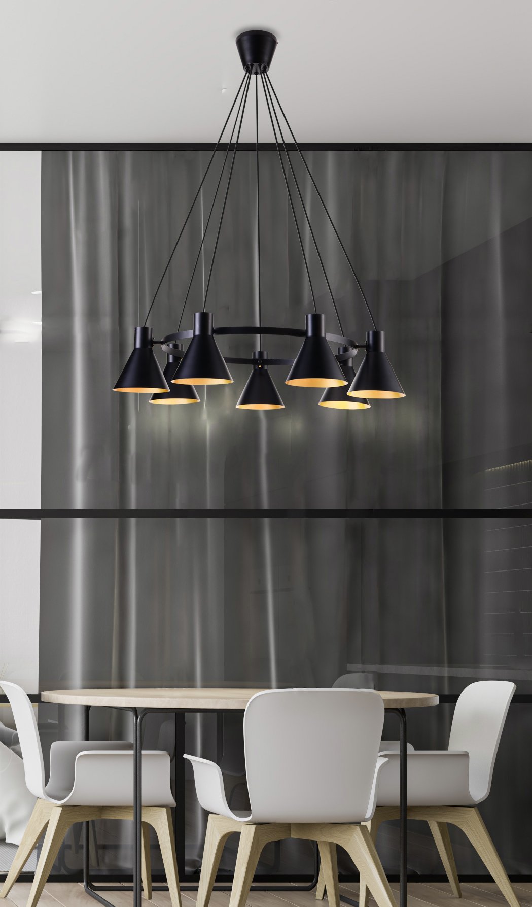 MORE Pendant 7X40W E27 Black Mat – papildomas vaizdas 2