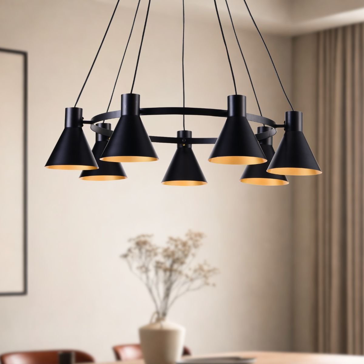 MORE Pendant 7X40W E27 Black Mat – papildomas vaizdas 3