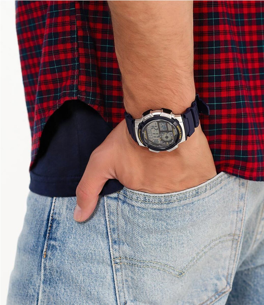 CASIO VYRIŠKAS LAIKRODIS AE-1000W 2AV (zd073e) – PASAULINIS LAIKAS + DĖŽUTĖ - Image 7