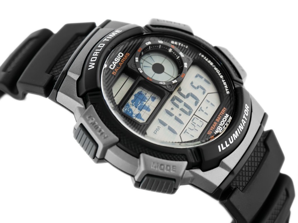 CASIO VYRIŠKAS LAIKRODIS AE-1000W 1BVDF (zd073g) – PASAULIO LAIKAS + DĖŽUTĖ - Image 3