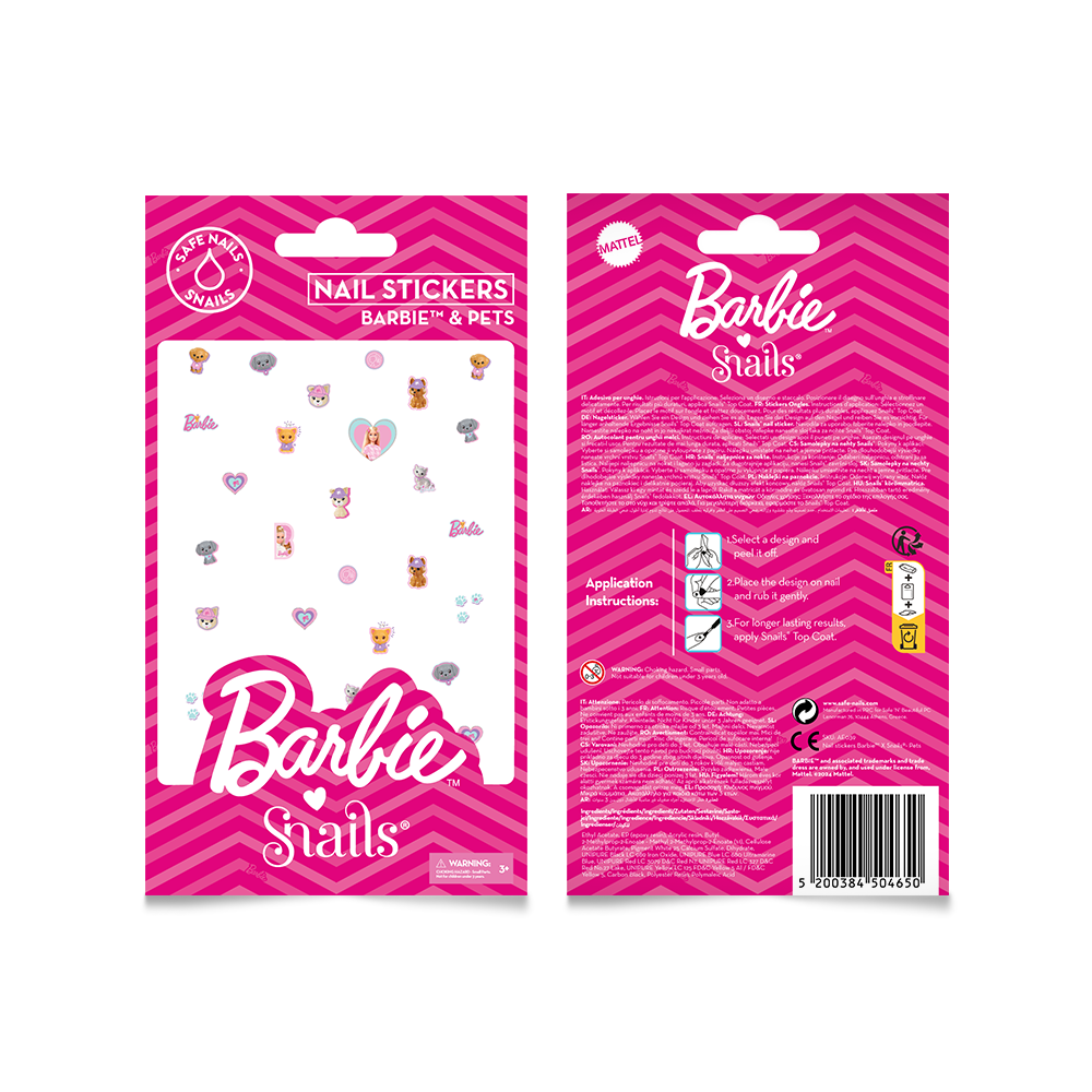 Barbie Snails nagų lipdukai, Barbie™ and Pets – papildomas vaizdas 1