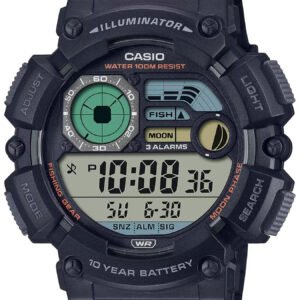 CASIO vyriškas skaitmeninis laikrodis su mėnulio fazėmis WS-1500H-1A + DĖŽUTĖ