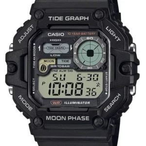 CASIO skaitmeninis vyriškas laikrodis su mėnulio fazėmis WS-1700H-1AV + DĖŽUTĖ