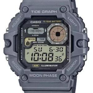 CASIO skaitmeninis vyriškas laikrodis su mėnulio fazėmis WS-1700H-8AV + DĖŽUTĖ