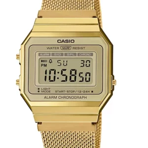 Unisex Casio retro stiliaus laikrodis A700WMG-9A + DĖŽUTĖ