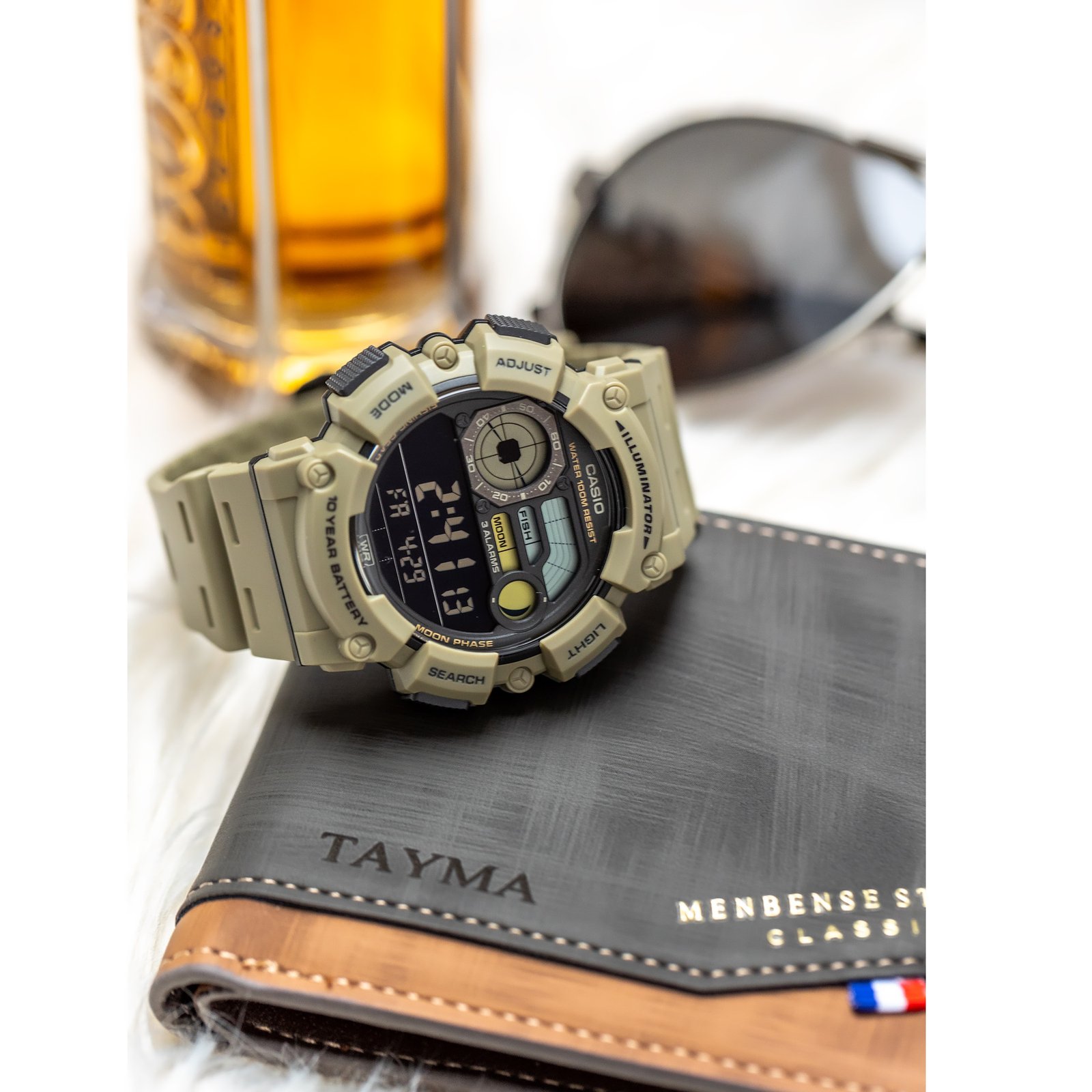 ZEGAREK MĘSKI CASIO Digital Moonphase WS-1500H-5B + BOX - Image 9