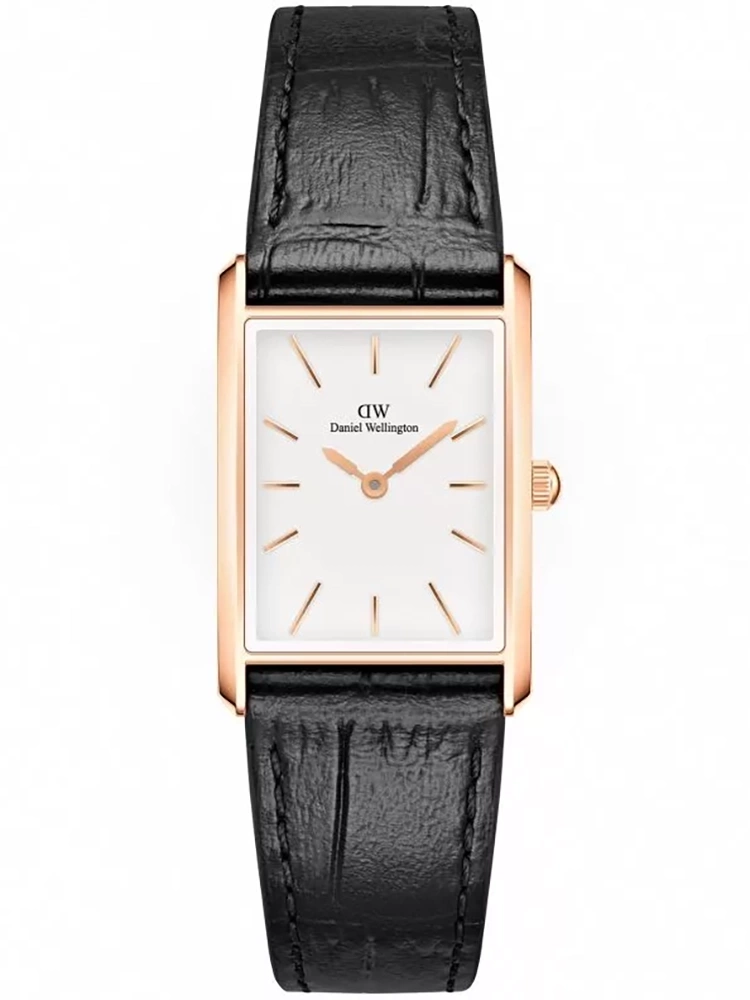 Moteriškas laikrodis DANIEL WELLINGTON Bound Black Crocodile Rose Gold 20mm DW00100693